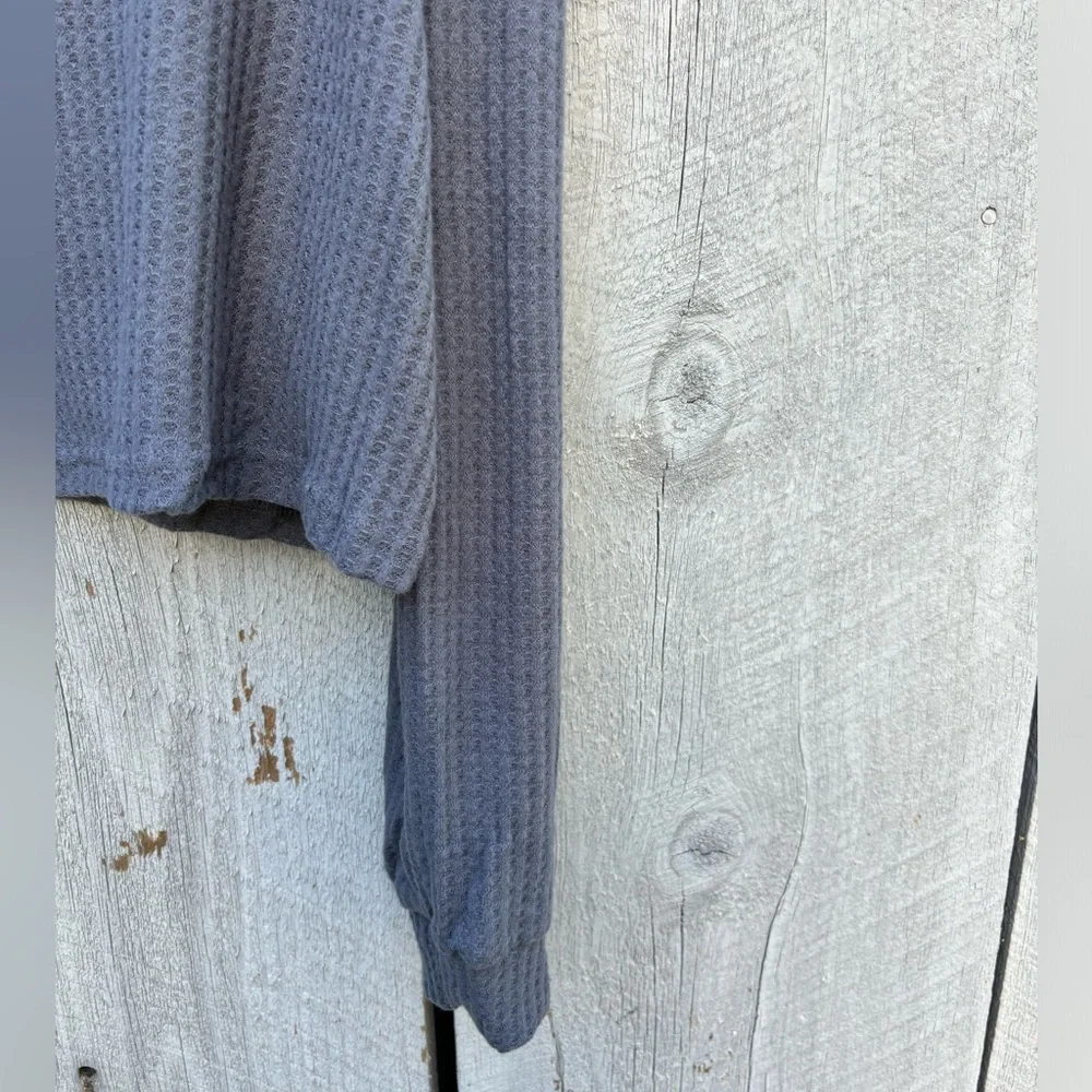 SHEIN EZ Wear drop shoulder long sleeve V neck grey ribbed top size L